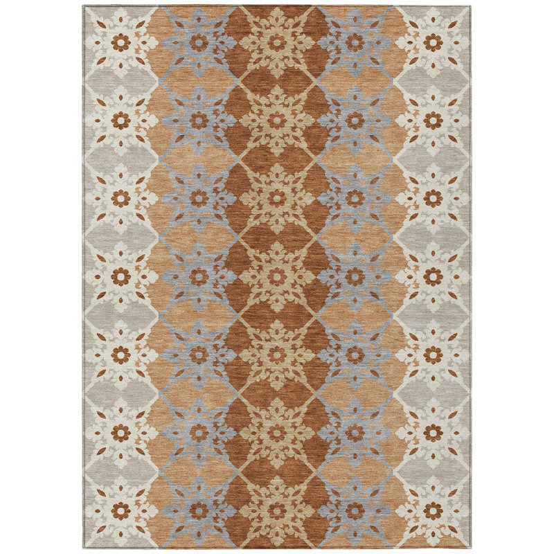 Machine Washable Indoor/Outdoor Chantille ACN2759 Americana Rug, 10' x 14', Copper