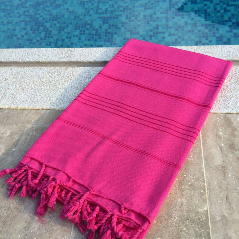 Luxurious Fouta Beach Towel, Fuchsia, 37.4 x 68.9 inches | 100% Cotton, Ultra Soft & Highly Absorbent, 5.1 oz/sq ft | Machine Washable, Perfect for Beach, Pool, Spa, and Travel | Lightweight & Stylish Design