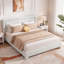 Cadre de lit, cadre de lit Boucle avec tête de lit réglable, lit plateforme tapissier moderne avec lattes de bois, coins arrondis doux, aucun sommier requis, silencieux, assemblage facile-129768435-129768434