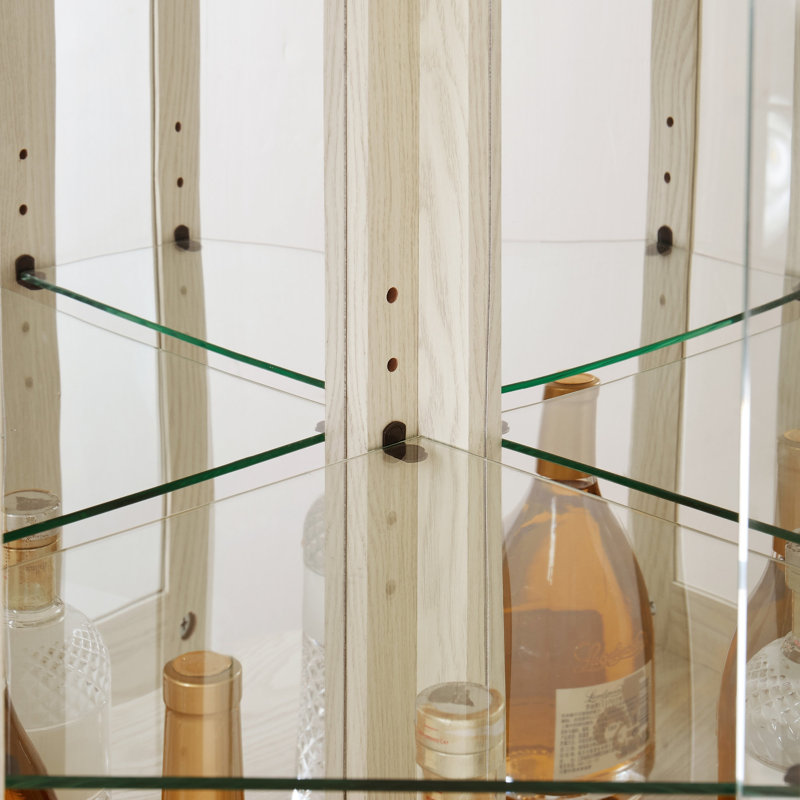 Vitrine d'angle vitrée d'angle pour vitrine d'angle pour salon, armoire vitrée, collection Antique, vin, lumière de rangement en verre pour bar incluse, blanc antique