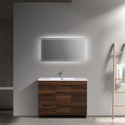 Ensemble de meuble-lavabo autoportant 40 po Ashby avec comptoir en polymère blanc Ashby