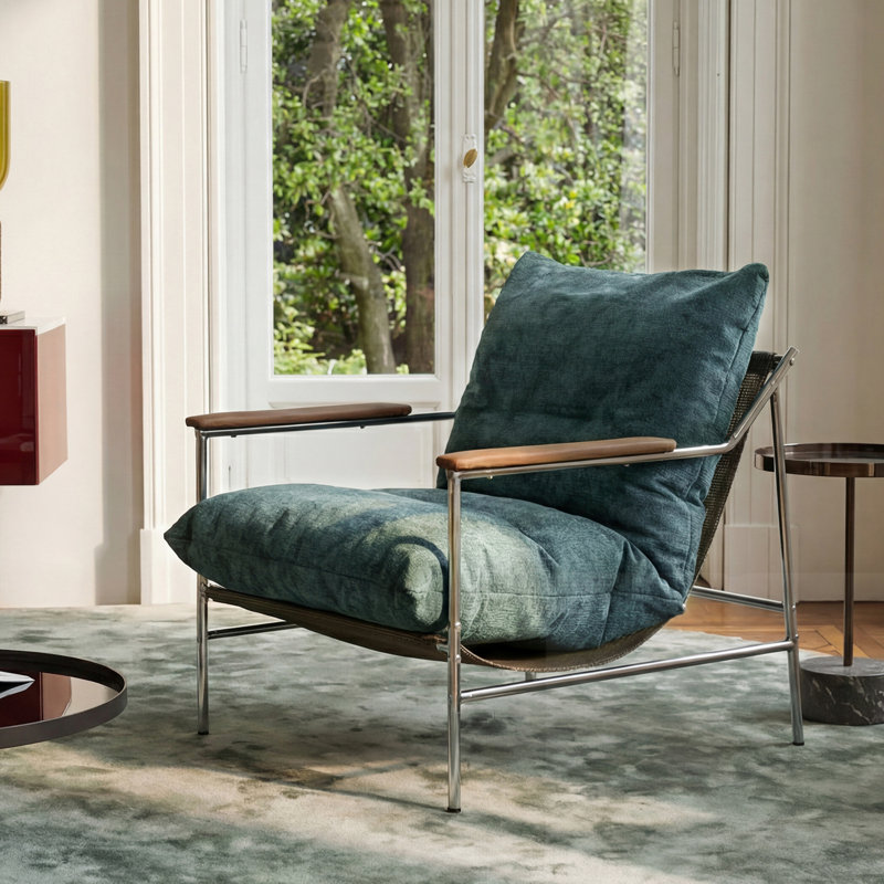 Chaise d'appoint en métal avec coussin