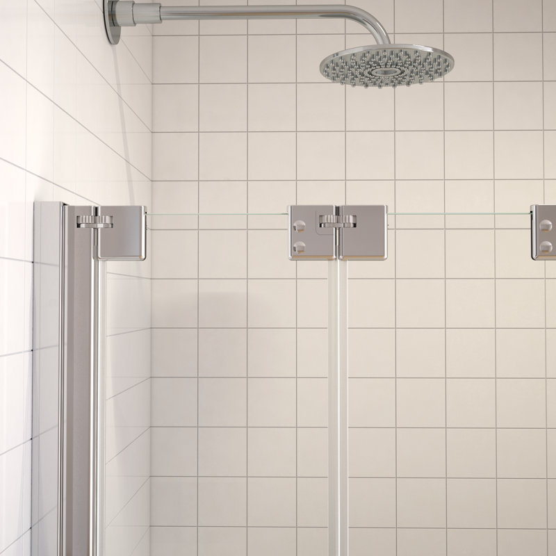 Porte de baignoire pliante sans cadre avec verre transparent L 44 po x H 48 po Nereus