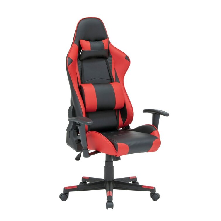 Symple Stuff Ergonomic Racing Gaming Chair With Head Cushions And  Adjustable Armrest Red