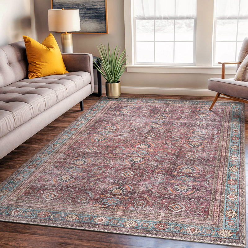 Tapis délavé délavé à la machine, Rectangle 5 pi x 7 pi