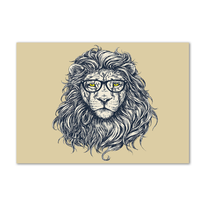 Lion Hipster - No Frame Print on Canvas