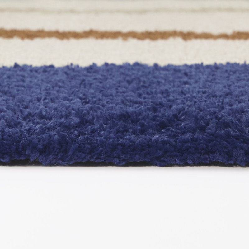 Pashyn Navy Abstract Waves Area Rug, Rectangle 5'3" x 7'