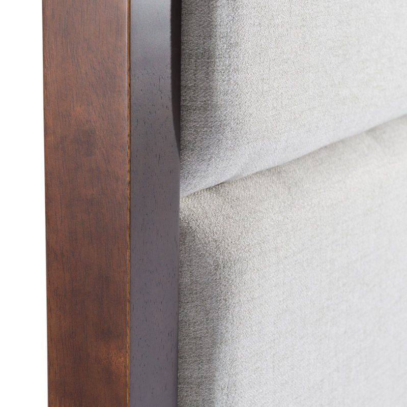 Langley Tufted Canopy Bed, King, Cherry/Light Gray