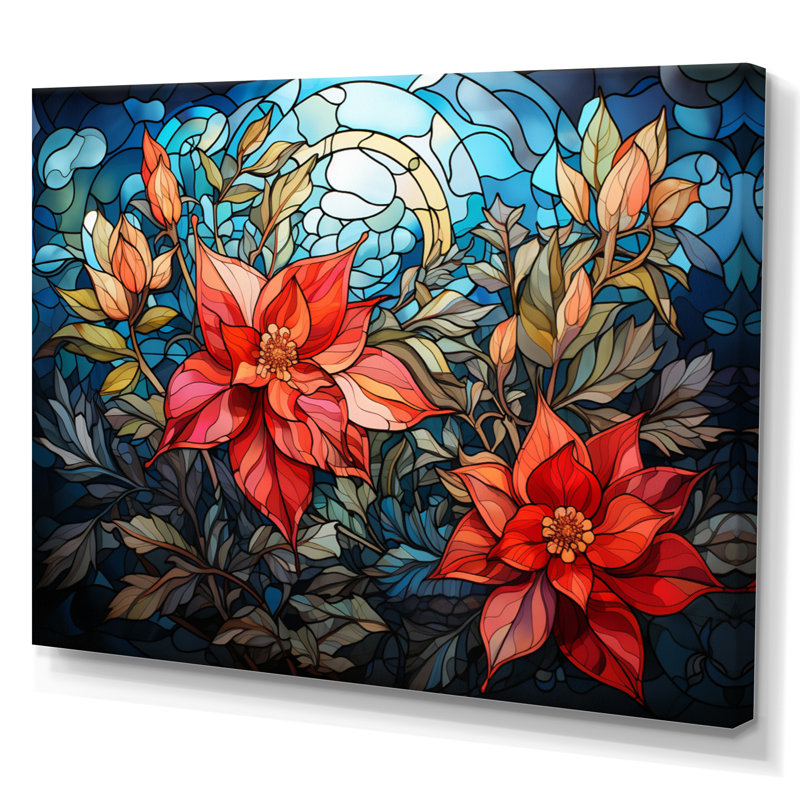«Poinsettia Flower», impression sur toile encadrée, H 16 po x l 32 po x P 1 po, Toile tendue