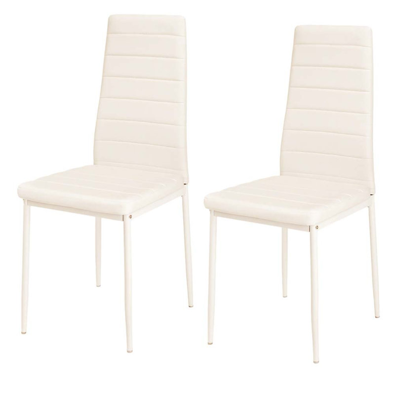 Etzel Set of 4 Modern Faux Leather Armless High Back Dining Chairs, 6, Grey