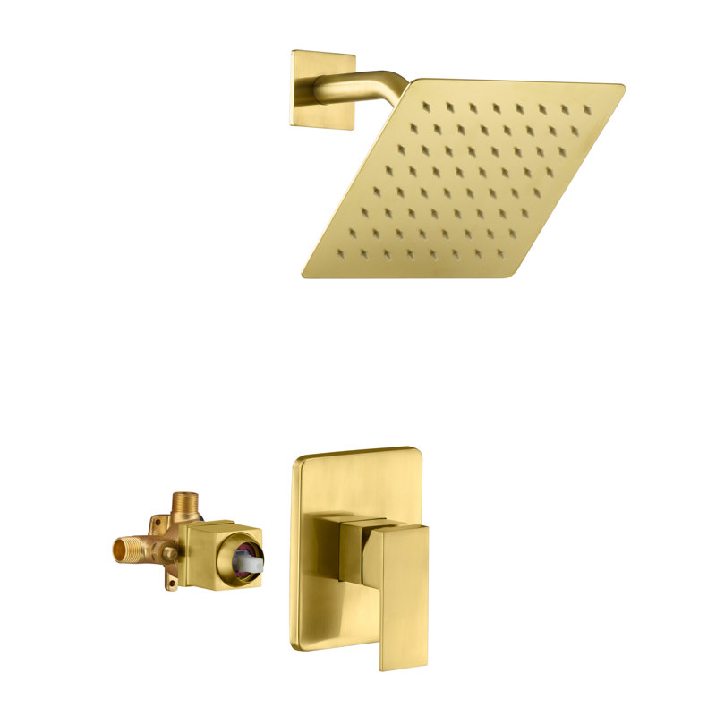 SUMERAIN Shower Only Faucet with Pressure Balance Valve, Brushed Gold Shower Faucet with Rainfall Showerhead