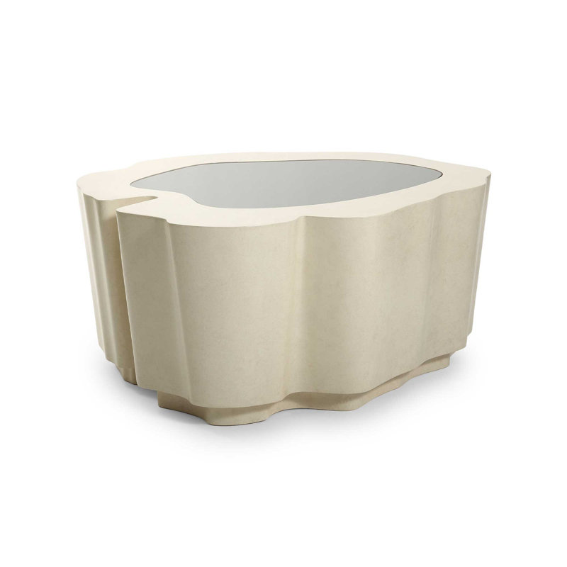 Amorphous Cocktail Table W/Glass Top, White