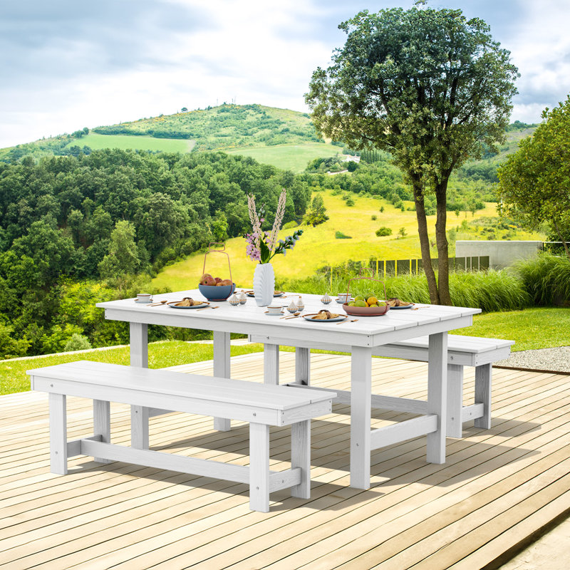 Julian High Density Polyethylene Outdoor Dining Stool 4-Piece Set
