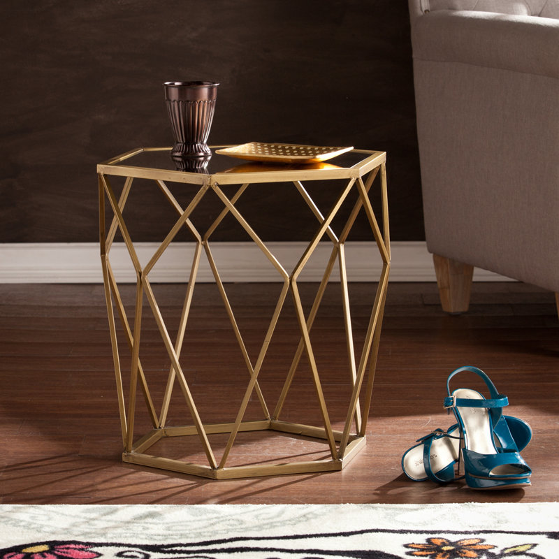 Zakariyah Mirrored Glass Top End Table
