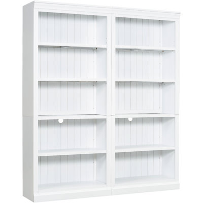 5 Bookcase Suite With Strip, Adjustable Shelves, Solid Wood Frame, For Office And Study, Beige+yellow Led Lighting , Suitable Living Office, White