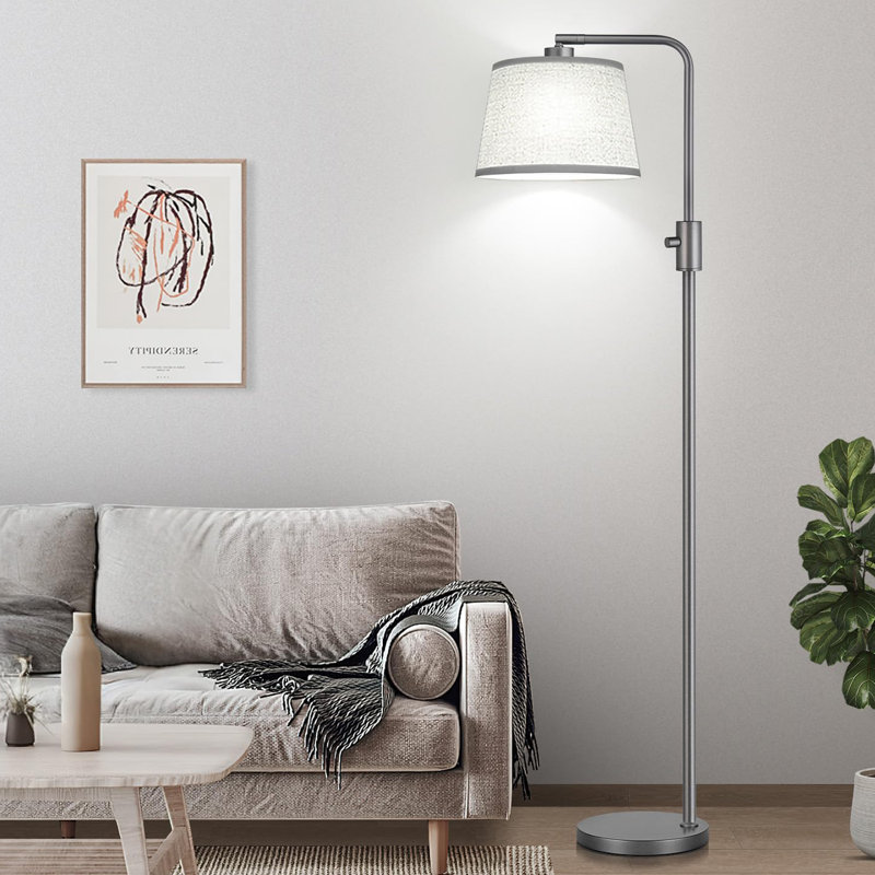 Dimmable Floor Lamp, 1000 Lm Led Edison Bulb Included, Modern Arc Floor Lamps For Living Room Bedroom, Beige, Space Gray
