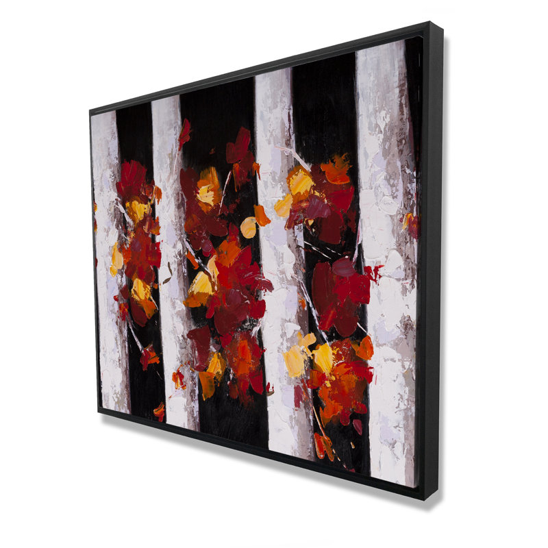 Trees and Fall Leaves - Framed Canvas for Home Decor