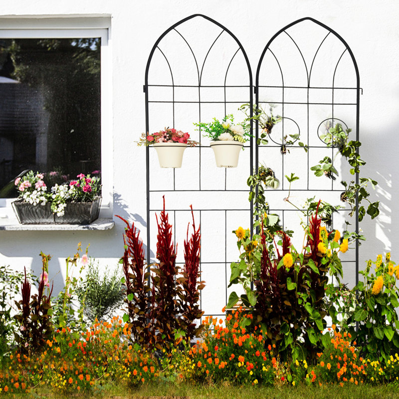 4 treillis de jardin en métal antirouille de 78,7 po x 19,7 po, support à fleurs pour lierre, paquet de 4 noir 78,7 po x 19,7 po, support à vignes,