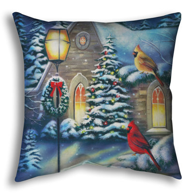 Throw Pillow, Courtyard Cardinals by Robert Andrea