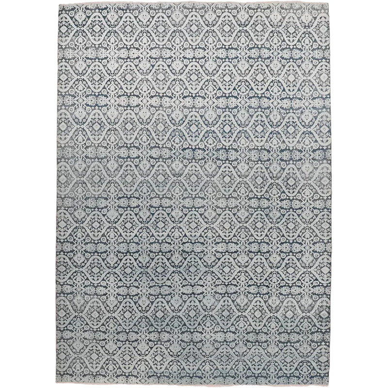 Blue Transitional Wool Silk Blend Rug - 10'1" x 14'1"