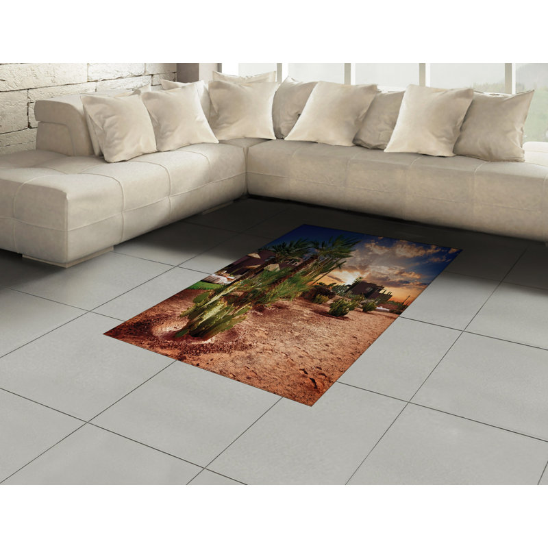 Desert High Density Long Fiber Poly Threads Decorative Area Rug Carpet, Rectangle 2'7" x 5'
