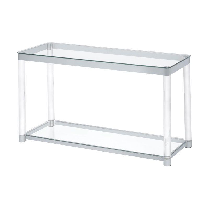 Table de canapé Naijah avec tablette inférieure chromée et transparente