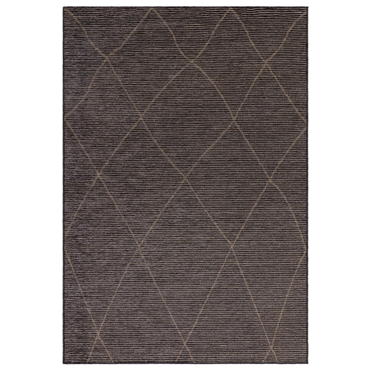 Eatontown Geo Machine Woven Flatweave Charcoal Rug