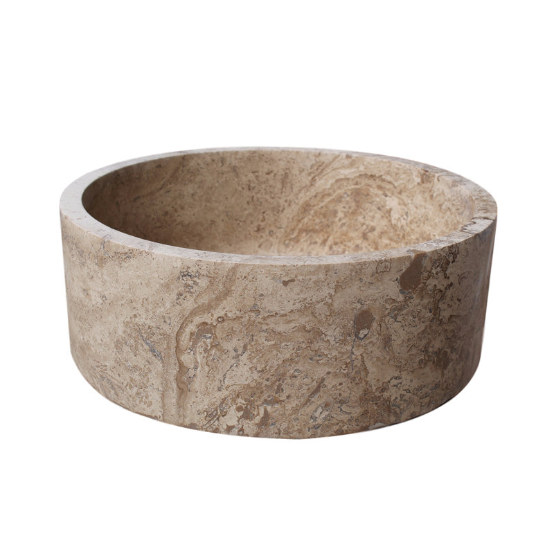 TashMart 16'' Stone Circular Bathroom Sink, Afyon Noce