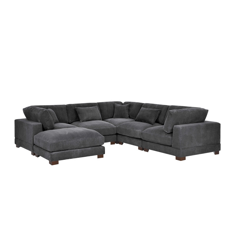 Middale Modular Sectional, Dark Gray Corduroy