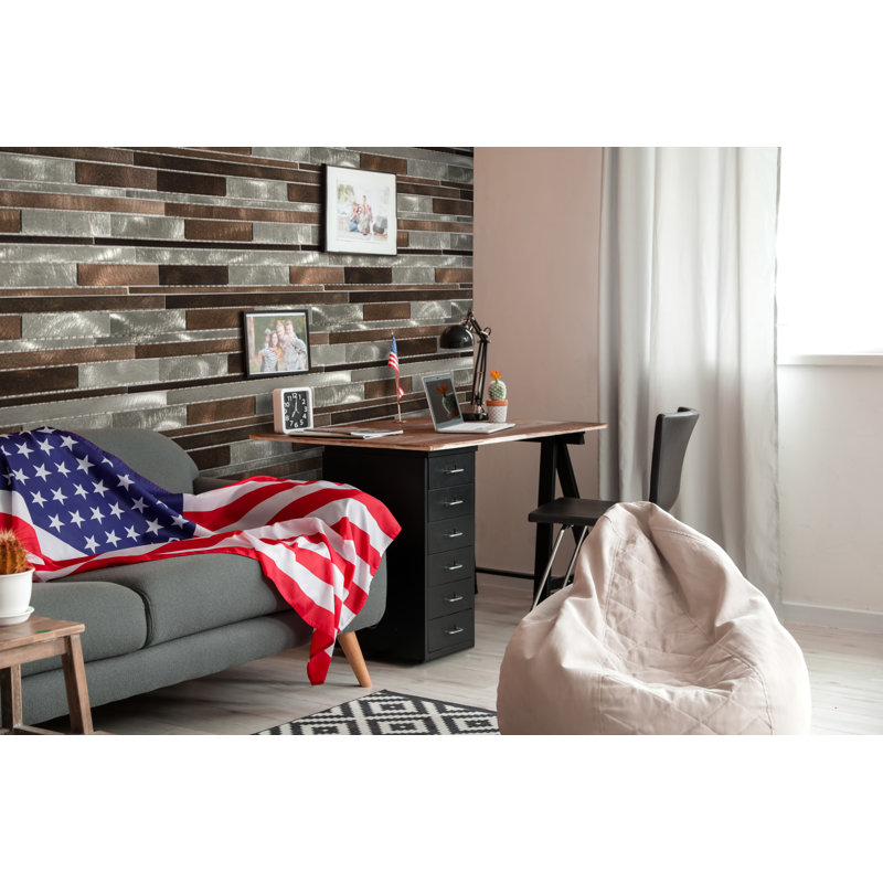 Mason 1" x 3" Metal Linear Mosaic Tile, Noce
