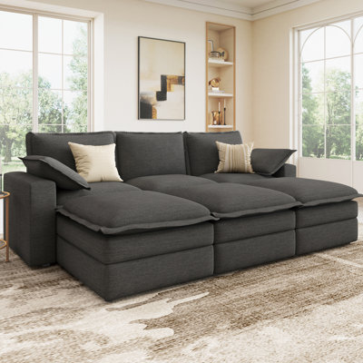 Modular Sectional Sofa, Convertible Sofa Bed For Living Room, Dark Gray