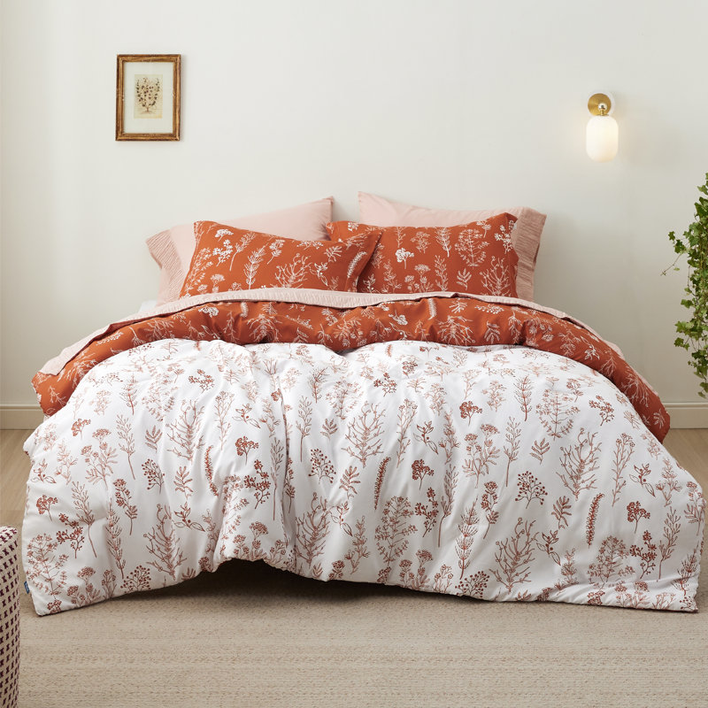 Best Seller Bedsure Comforter Set Reversible Cute Floral Bedding, 89GSM, Terracotta, Twin
