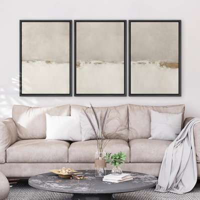 Minimalist " Gray Green Duotone Watercolor Pastel Minimalist Landscape Abstract Shapes Modern Neutral Art " 3 - Pieces