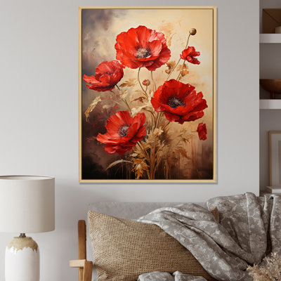 Poppies Scarlet Solitude I - Poppies Framed Canvas Print