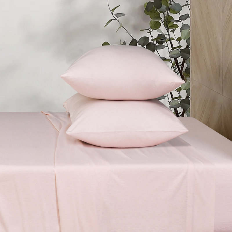Ensemble de draps 100% coton jersey, Ensemble de draps pour lit simple TG + drap-housse, Rougir