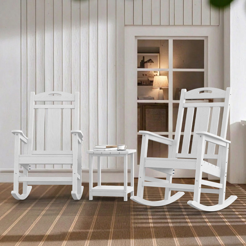 Chaise Adirondack berçante en PEHD pour l'extérieur, Blanc