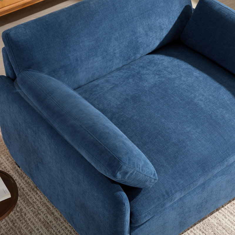 Fauteuil surdimensionné en chenille avec assise profonde, Bleu