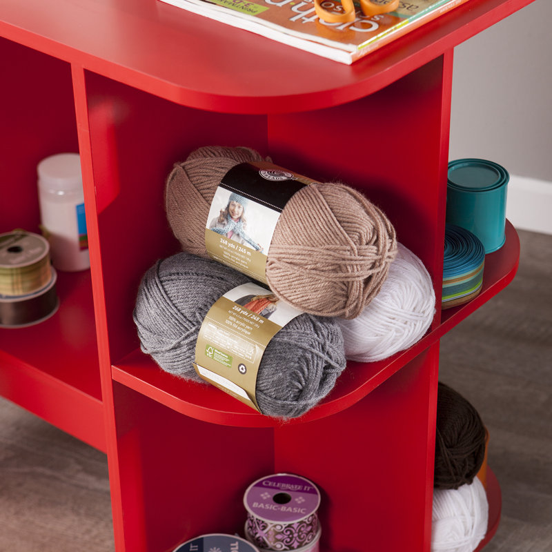 Duncan 51'' x 19'' Sewing Table with Sewing Machine Platform, Red