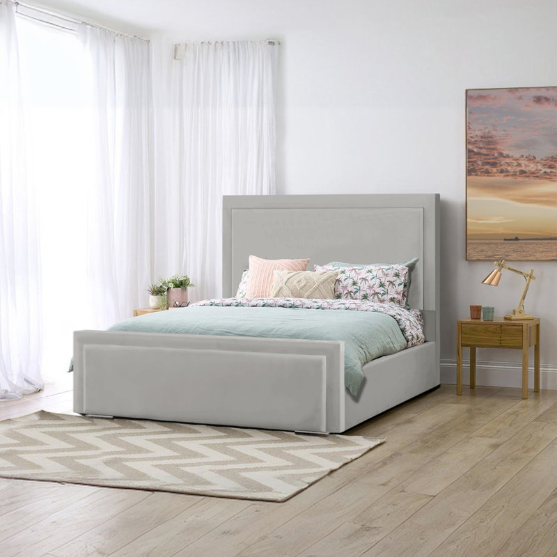 Abhipsa Upholstered Bed, Double (4'6), Silver