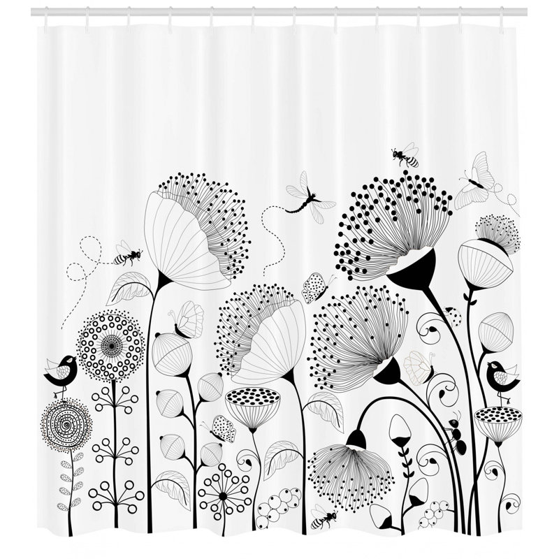 Ensemble de rideau de douche + crochets, H 69 po x l 105 po