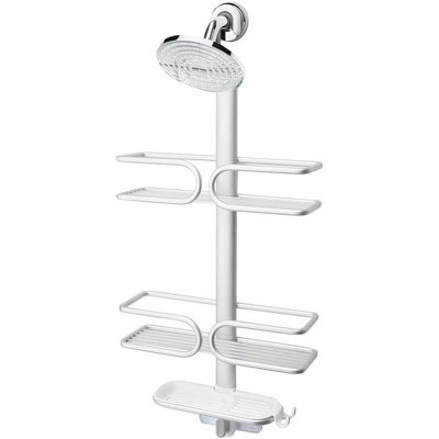 3 Tier Aluminum Shower Caddy with Rustproof Shelves, Secure Hook and Suction Storage