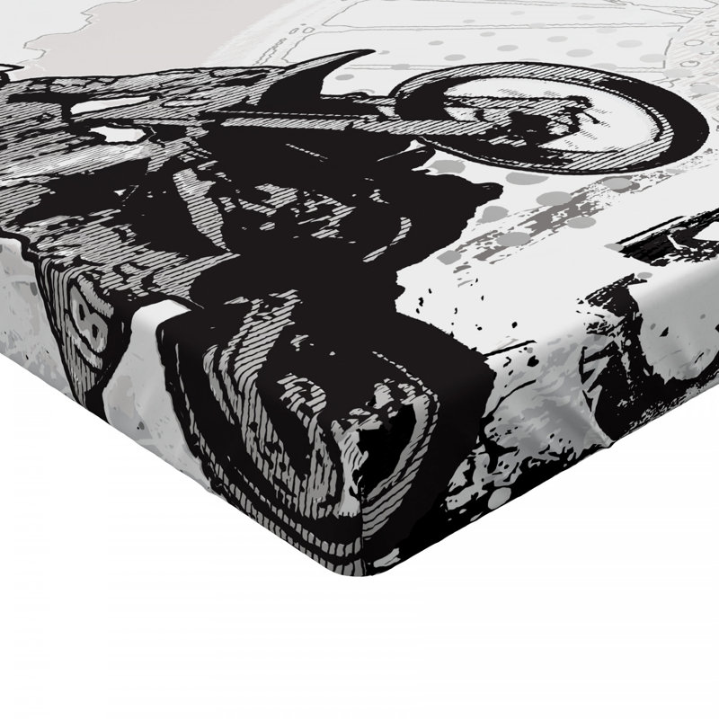 Motocross Racer Microfibre Jersey Knit Fitted Sheet, European Double (140 x 200cm)