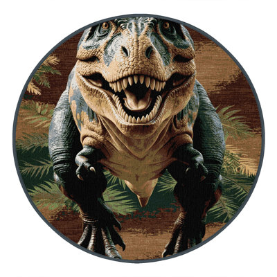 Machine Washable Dinosaurs Black Area Rug