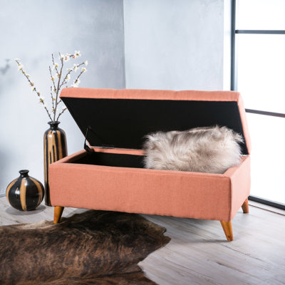 Élégant plateau de jeu relevable et rangement à distance: tissu bouleau, brun foncé, 38,17 x 18,97 x 15,71 po, orange, assemblage requis
