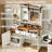 Makeup Vanity With Sliding Lighted HD Mirror, Three Drawer Design, And Side Cabinet With Adjustable Shelving.