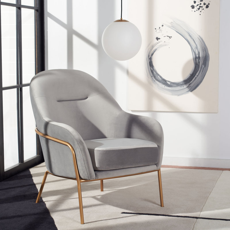 Fauteuil en velours de 26,25 po Margo, Grey Velvet