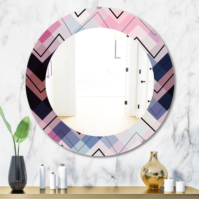 Miroir mural géométrique à chevrons, H 31,5 po x l 23,7 po