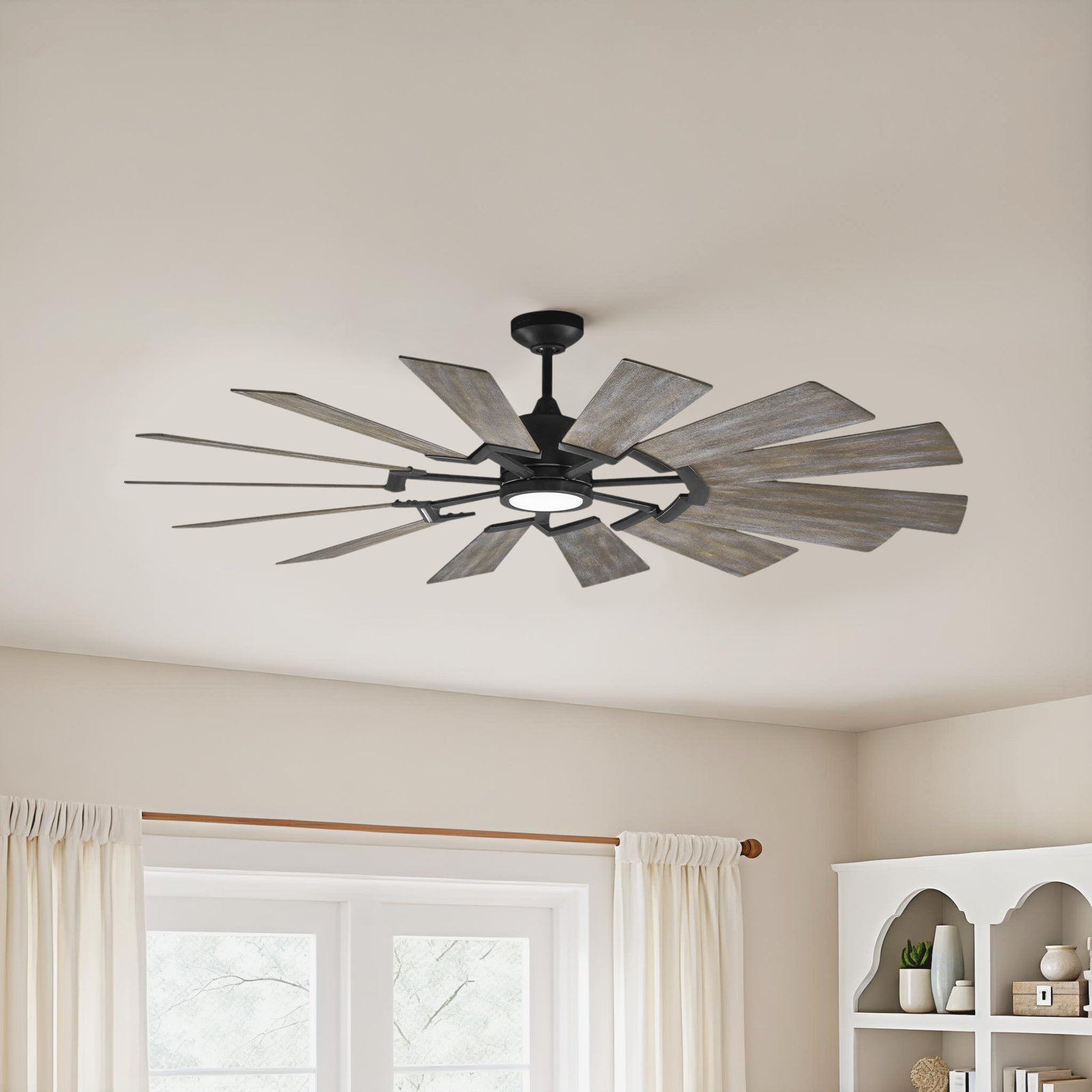 Elainea Ceiling Fan with LED Light Kit, Aged Pewter with Light Grey Weathered Oak Blades, 72 inches