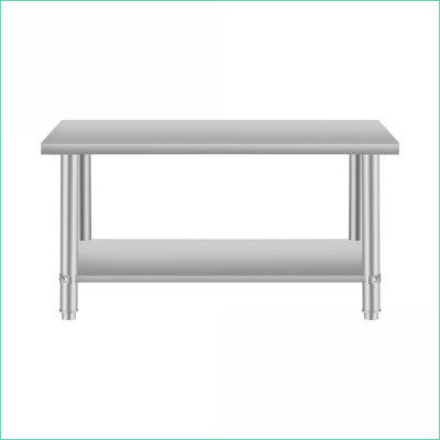 Stainless Steel 48''x24'' Coffee Table with Under Shelf for Living Room/Restaurant, Easy-Clean &amp; Spacious Surface