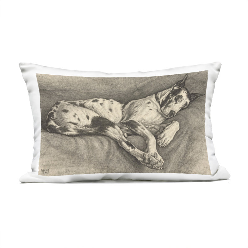 Dessin d'un oreiller d'extérieur Sleeping Hound, par Bertha Van Hasselt